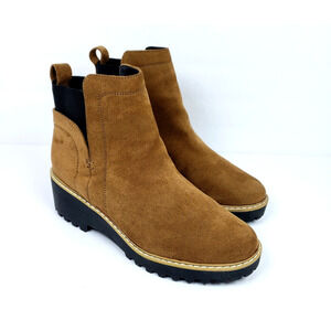DV Dolce Vita Romeo Womens Size 8.5 Brown Chunky Wedge Chelsea Bootie Boots